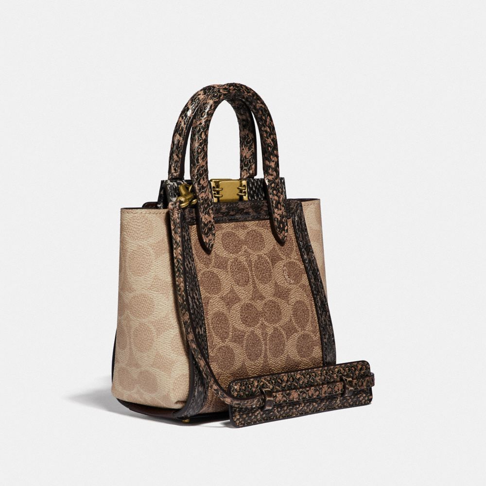 COACH Troupe Tote 16 In Signature Canvas With Snakeskin Detail