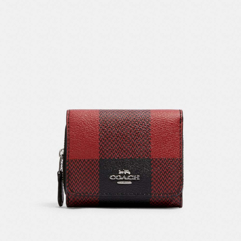 SMALL TRIFOLD WALLET WITH BUFFALO PLAID PRINT COACH® Outlet