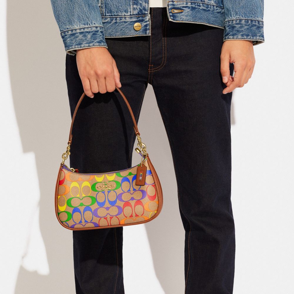 COACH Teri Shoulder Bag In Rainbow Signature Canvas