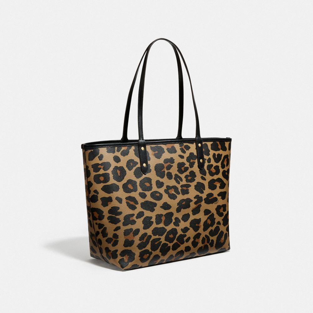 COACH Reversible City Tote With Leopard Print
