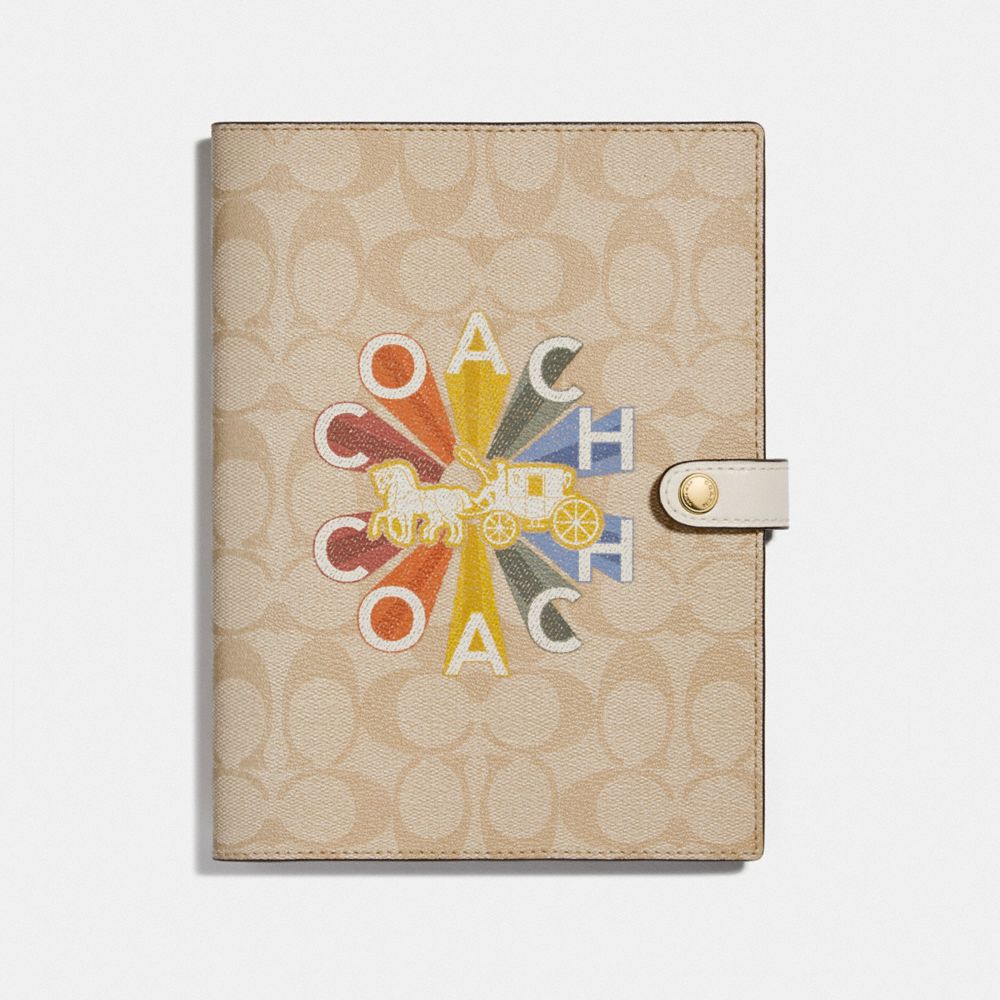 COACH® Outlet NOTEBOOK IN SIGNATURE CANVAS WITH COACH RADIAL RAINBOW