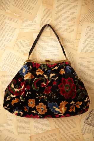Vintage Black Floral Embroidered Velvet Bag at Free People Clothing