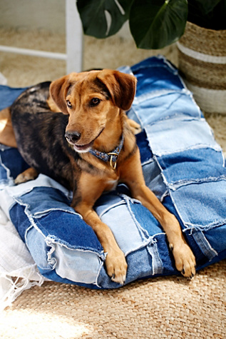 All Paws Natural Patched Denim Dog Bed at Free People Clothing Boutique