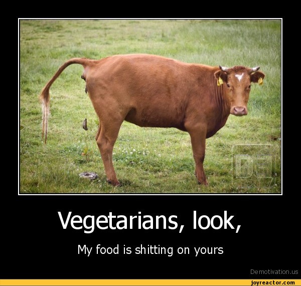 Vegetarians, look,My food is shitting on yoursDe motivation, us / demotivation posters / funny