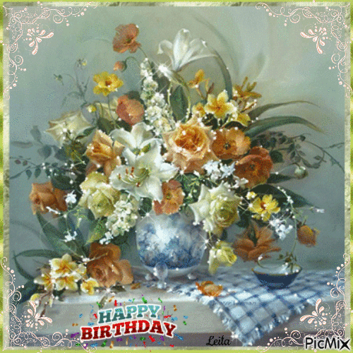 Happy Birthday. Flowers 7 Free animated GIF PicMix