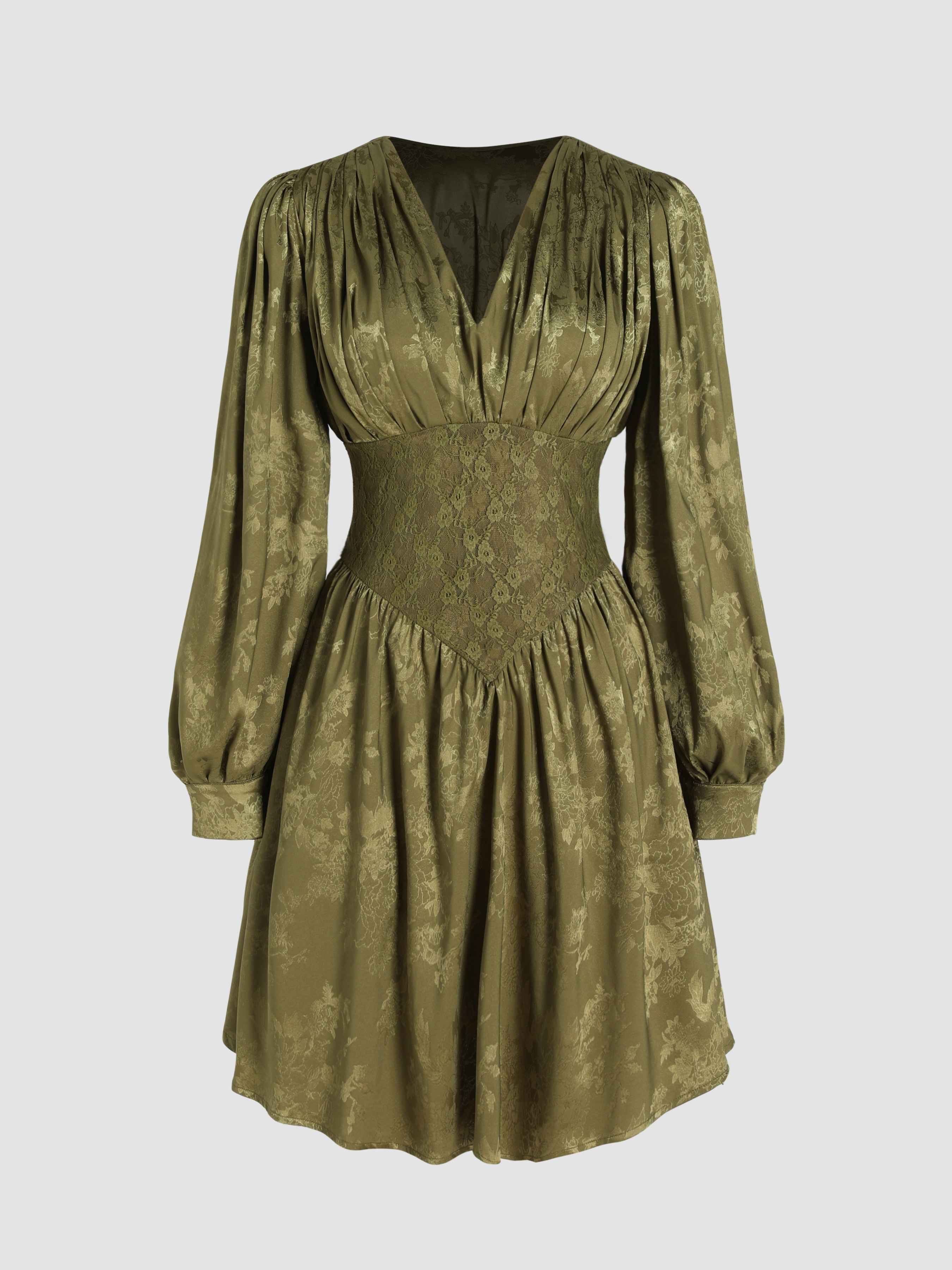 Satin Floral Lace Mini Dress Cider