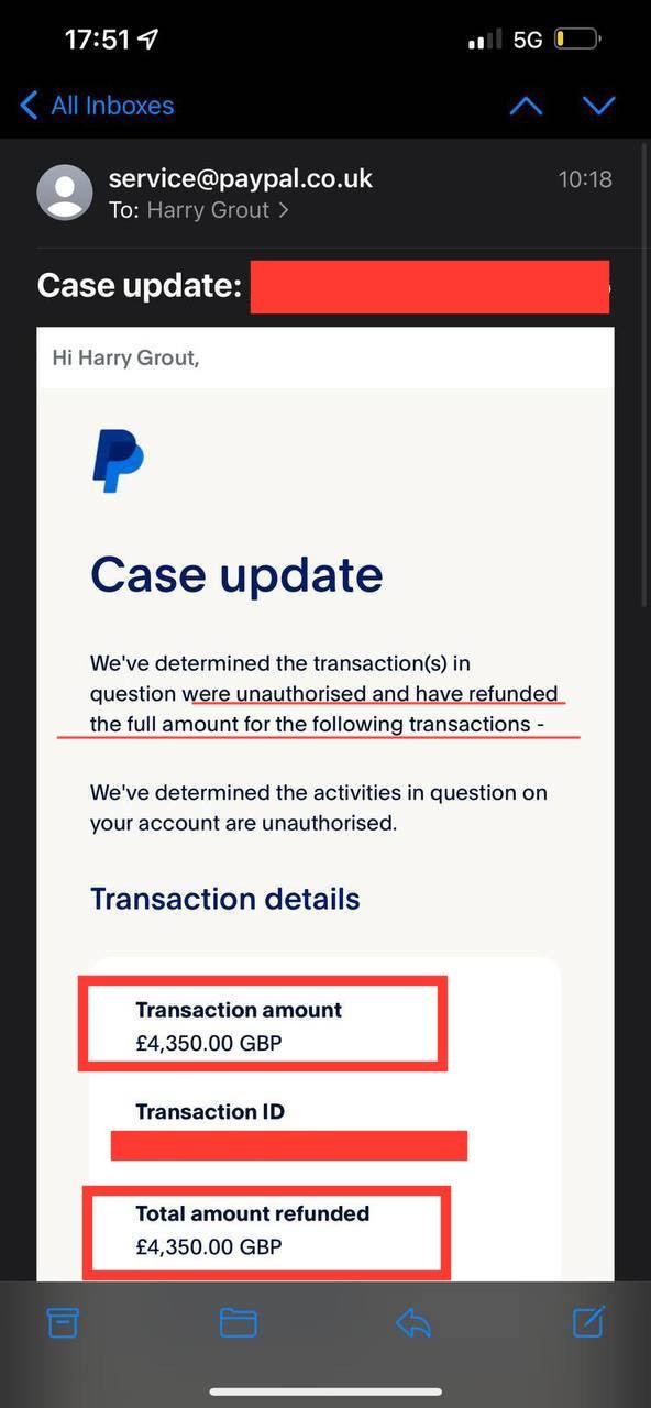 PAYPAL REFUND via UA (Unauthorized authorization) + order instruction