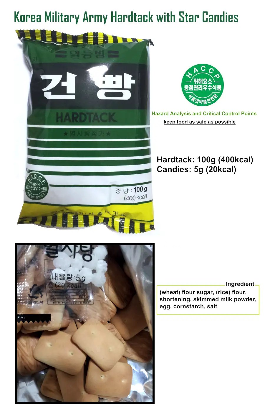 Military Army MRE C Ration Food Hardtack Snack Cracker Biscuit w/ Candies 4pack