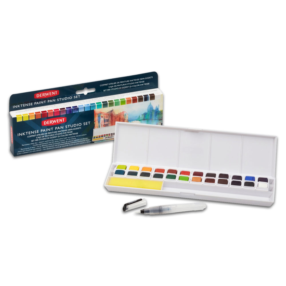 Derwent Inktense Watercolour Paint Pan 24 Set Studio
