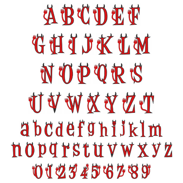 Devil Font Embroidery Font AnnTheGran