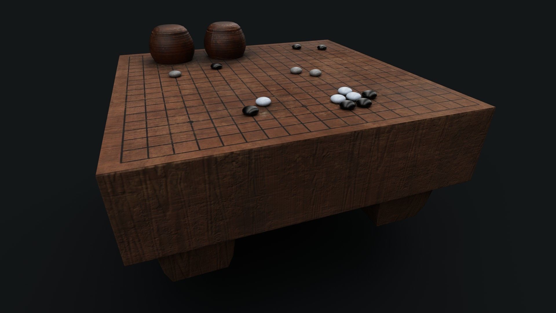 3D model gameready Go Board Game Table Low Poly