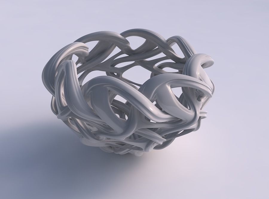 Vase flared with interlacing lattice and imprinted lines sque... 3D