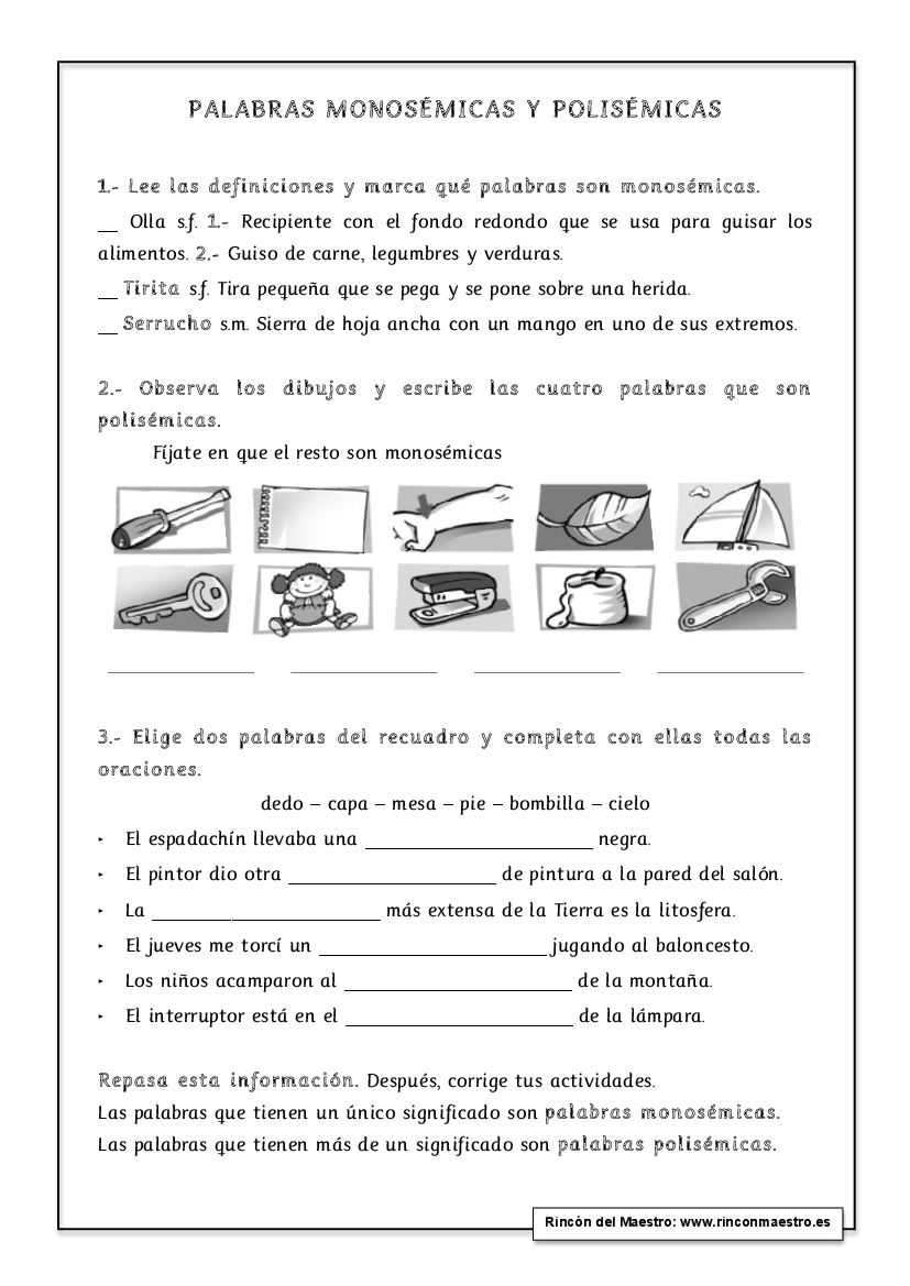 Palabras monosémicas y polisémicas pdf