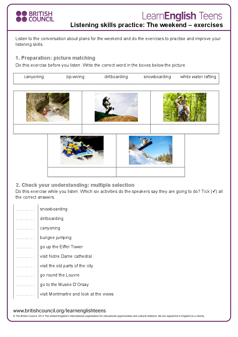 10th ACTIVITY 2 WORKSHEET. the_weekend__exercises_0 pdf