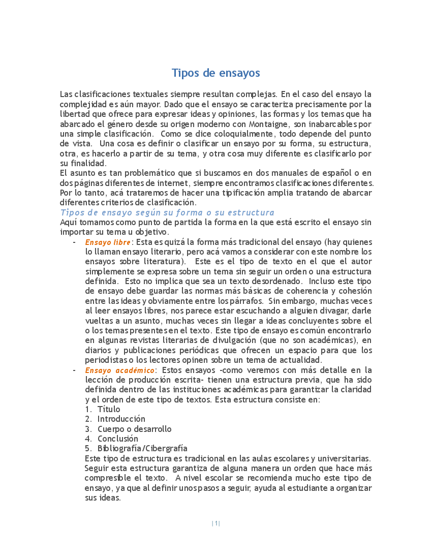 Tipos de ensayos pdf
