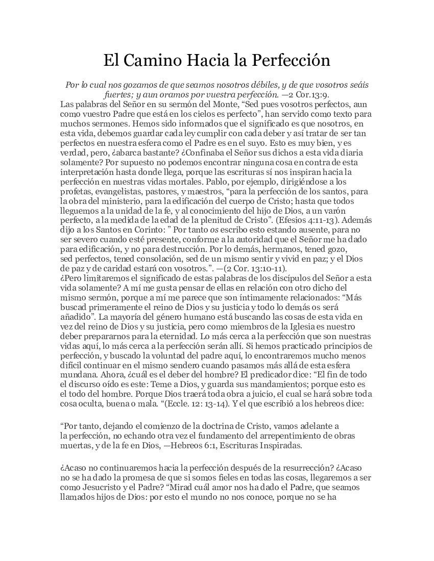 El Camino Hacia la Perfección pdf