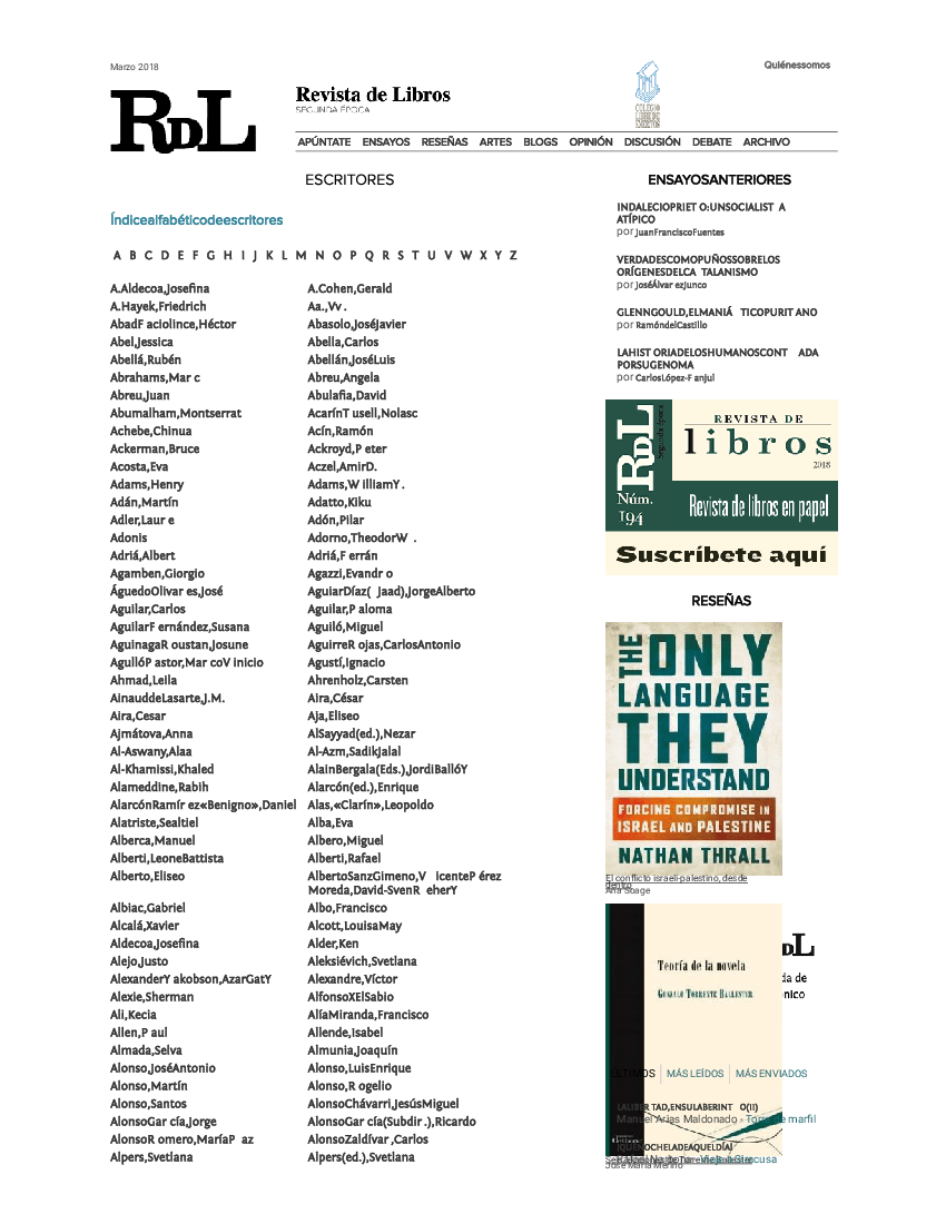 Escritores por orden alfabético (A) Revista de Libros pdf