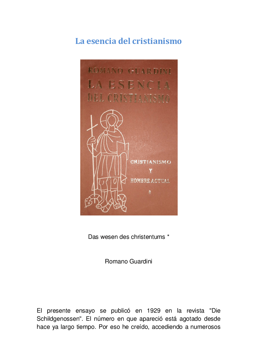 La esencia del cristianismo Romano Guardini pdf