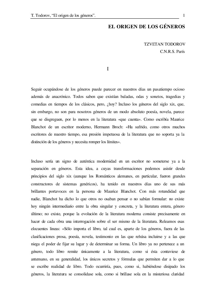 Todorov El origen de los generos pdf