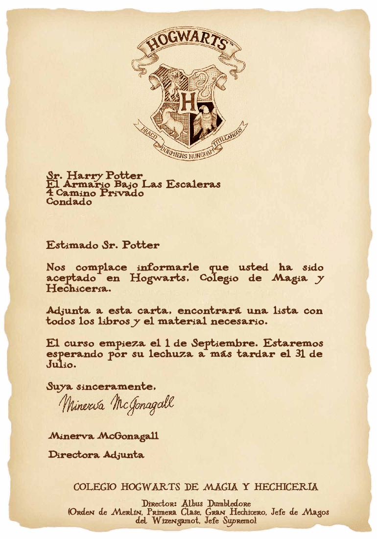 Pdf Carta De Hogwarts Original artherpity