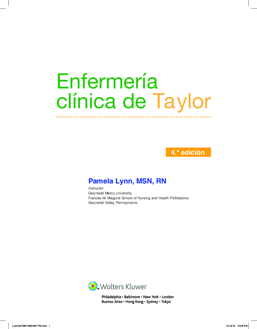 Enfermeria Clinica De Taylor By Pamela Lynn 4ta Ed pdf