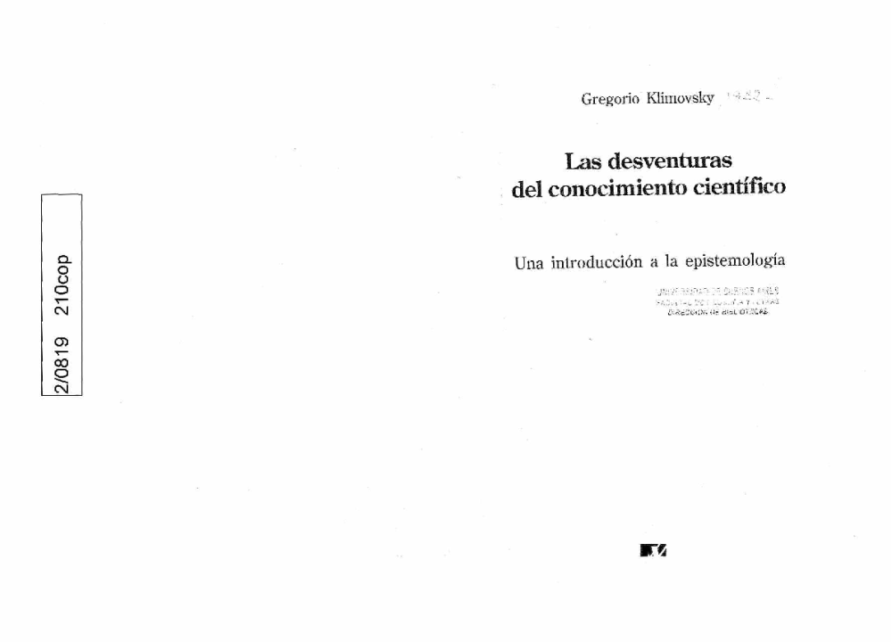 Klimovsky LasDesventuras Del Conocimiento Científico pdf