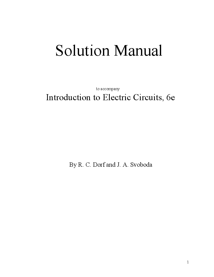 Introduction To Electric Circuits Dorf Solution Manual Pdf Wiring View and Schematics Diagram