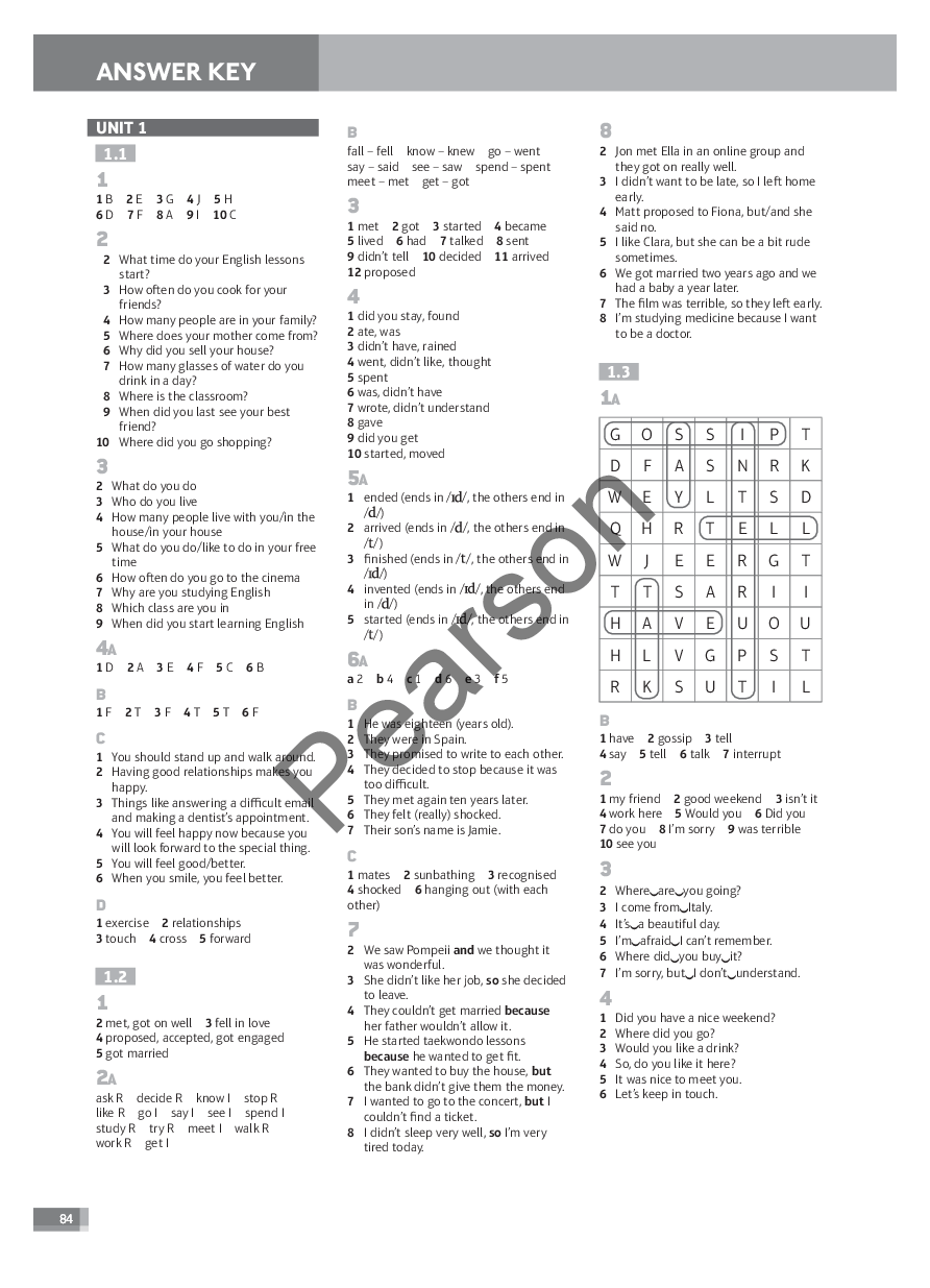 Workbook Unidad 4 Leccion 1 Answer Key : Spanish 2 Workbook Answers