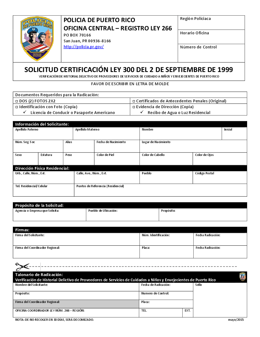 Certificado De Nacimiento De Puerto Rico