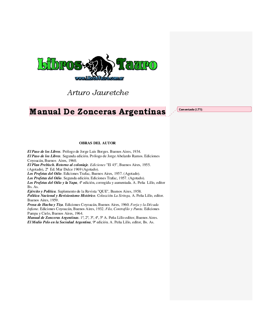 Arturo Jauretche Manual De Zonceras Argentinas Descargar