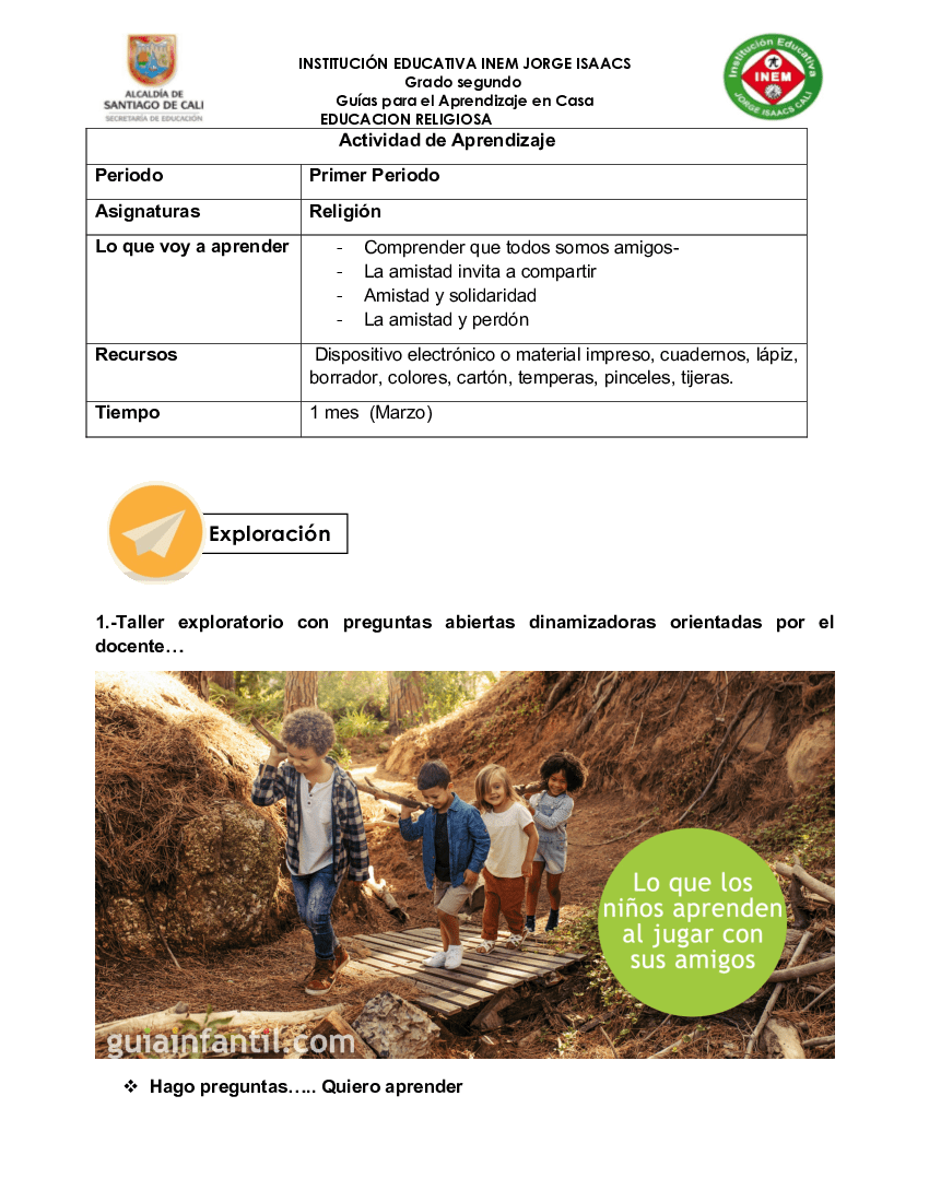 Guia De Aprendizaje Religion 2 2021 Marzo Pdf Docer Com Ar