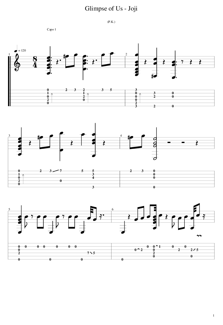 Glimpse of us Fingerstyle Tab Pobierz pdf z Docer.pl