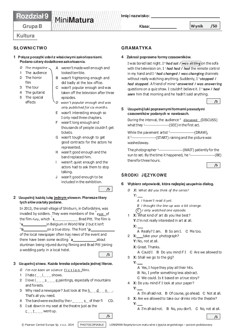 Rozdział 9 Kultura_MiniMatura (Grupa B) Pobierz pdf z Docer.pl