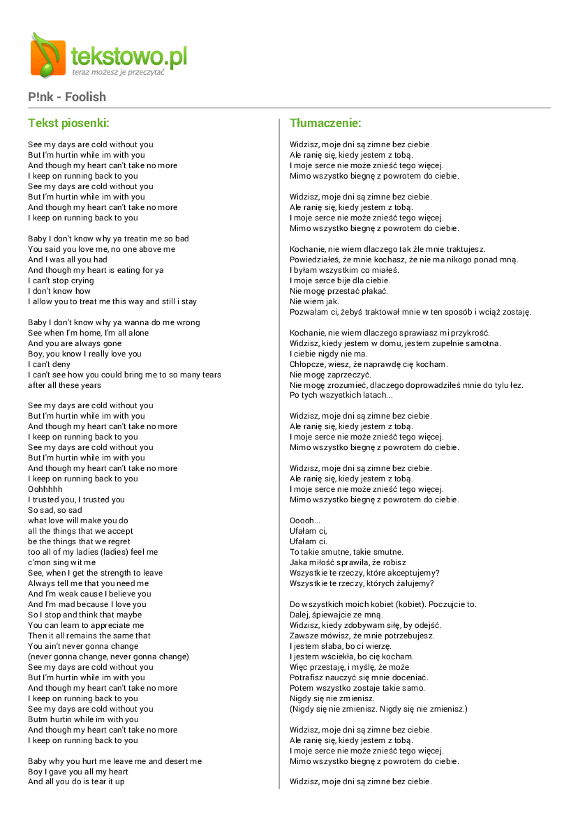 Piosenki Z Tekstem Po Angielsku Margaret Wiegel