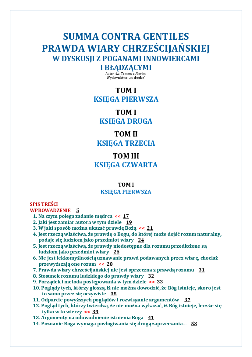 SUMMA CONTRA GENTILES PRAWDA WIARY CHRZEŚCIJAŃSKIEJ Pobierz pdf z