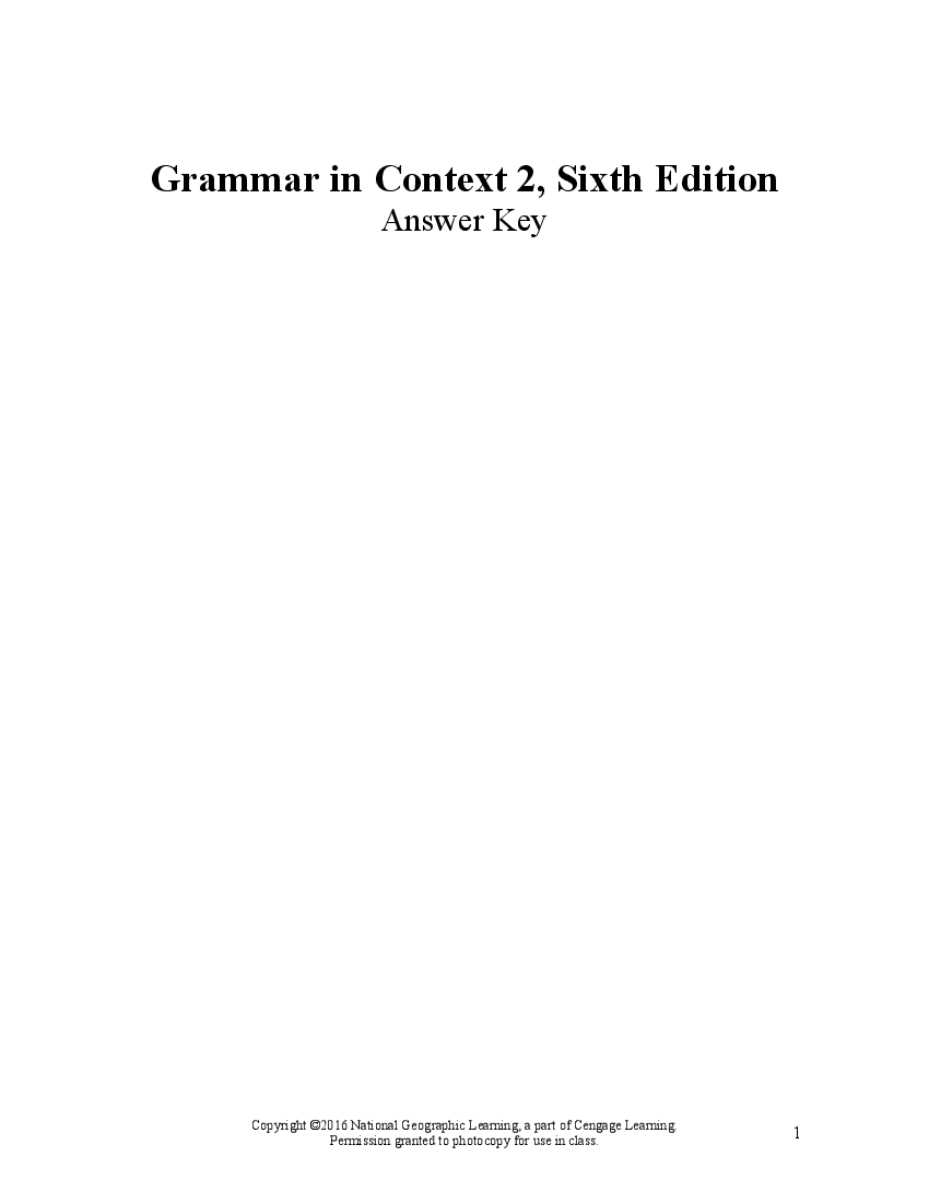 Grammar In Context 2 6th Edition Answer's Key Pobierz pdf z Docer.pl