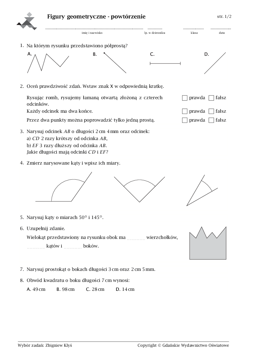Figury Na Płaszczyźnie Klasa 5 Pdf Margaret Wiegel™. Mar 2023