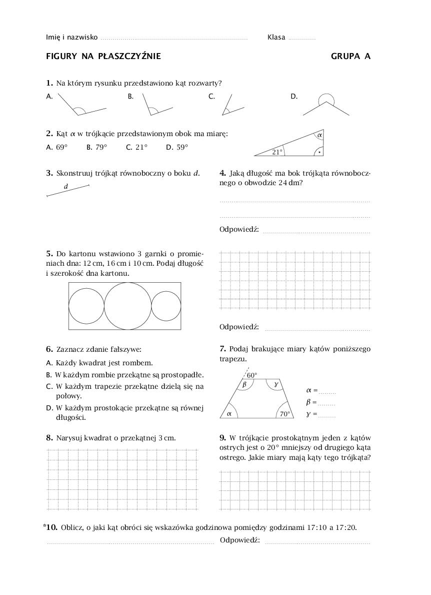 KL VI MATEMATYKA figury na płaszcyżnie Pobierz pdf z Docer.pl