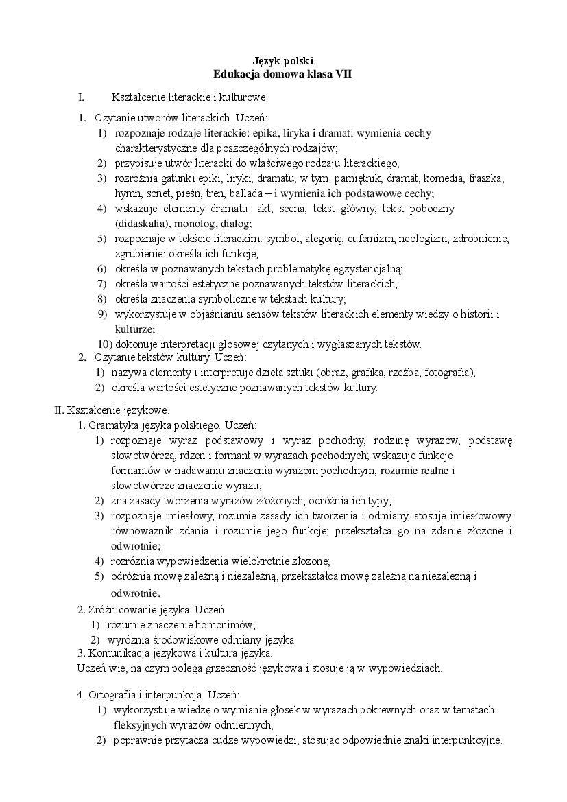 Język polski klasa 7 zakresy Pobierz pdf z Docer.pl