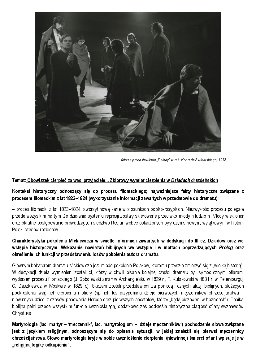 Adam Mickiewicz Dziady cz III Zbiorowy wymiar cierpienia sceny I