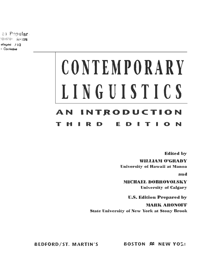 Contemporary Linguistics An Introduction (William O'Grady) Pobierz