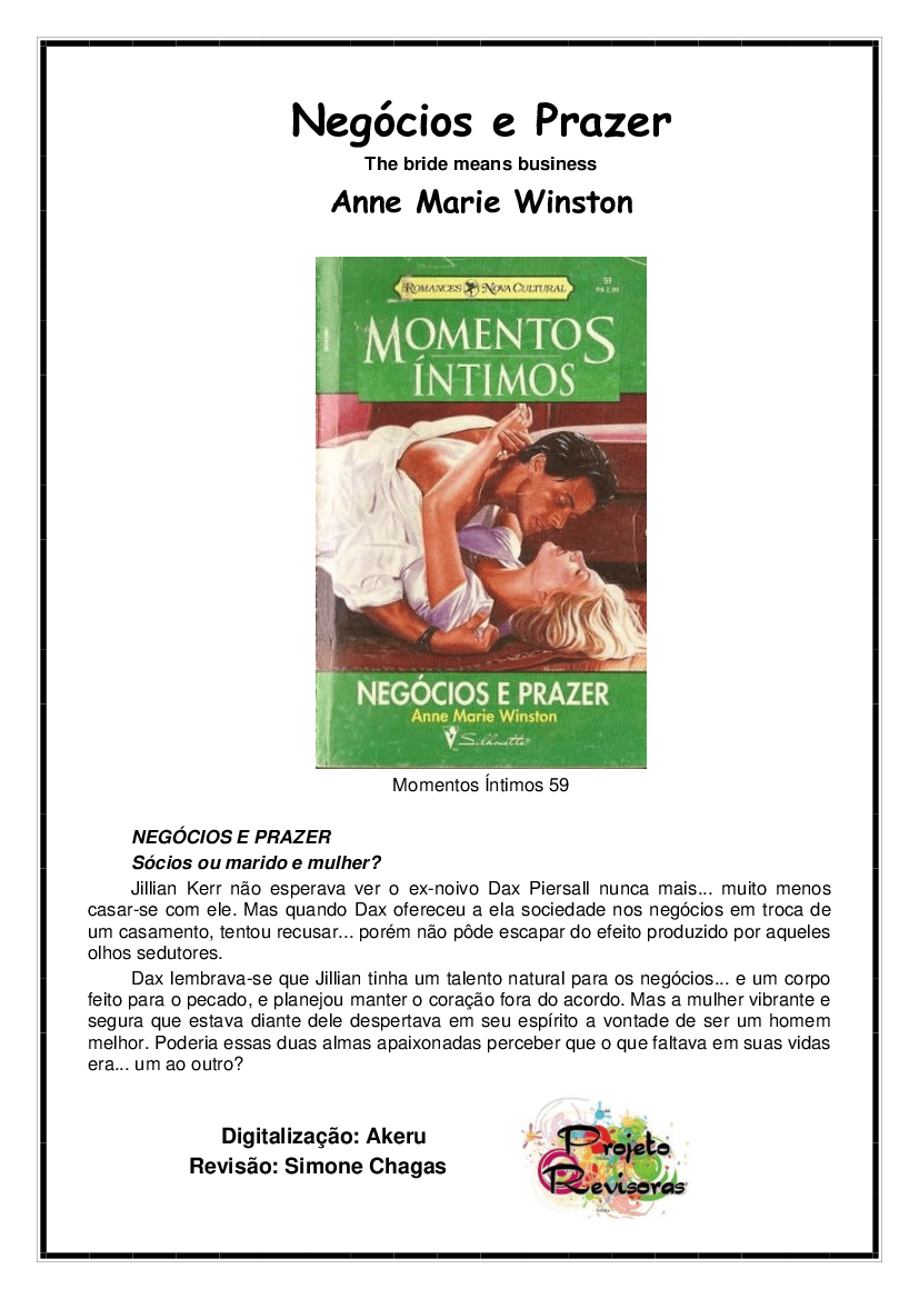 Anne Marie Winston Negócios e Prazer MI No. 59 Baixar pdf de
