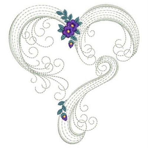 Ace Points Embroidery Design Filigree Floral Valentine 4.89 inches H x
