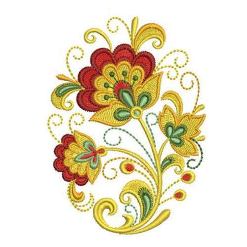 Ace Points Embroidery Design Russian Floral Oval 3.83