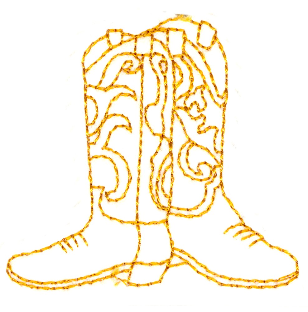 Stitchitize Embroidery Design Cowboy Boots 2.71 inches H x 2.36 inches W
