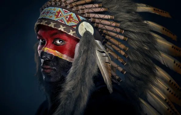 Wallpaper man, apache, colour, painted face images for