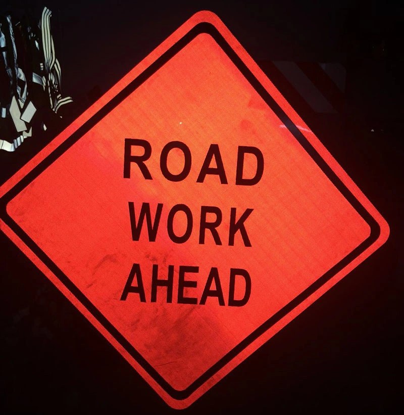 Road Construction Signs Ready To Stop Signs