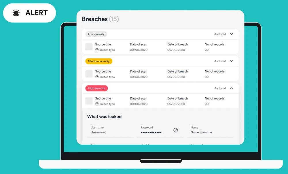 Product showcase Alert Data breach detector for your email, credit