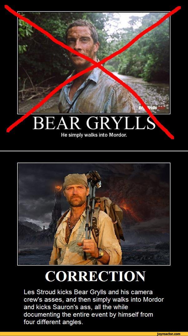Bear Gryllshe Simply Walks Into Mordor.correctionles Stroud Kicks Bear Grylls And His Camera Crew's / Funny Pictures / Funny Pictures & Best Jokes: Comics, Images, Video, Humor, Gif Animation - I Lol'd