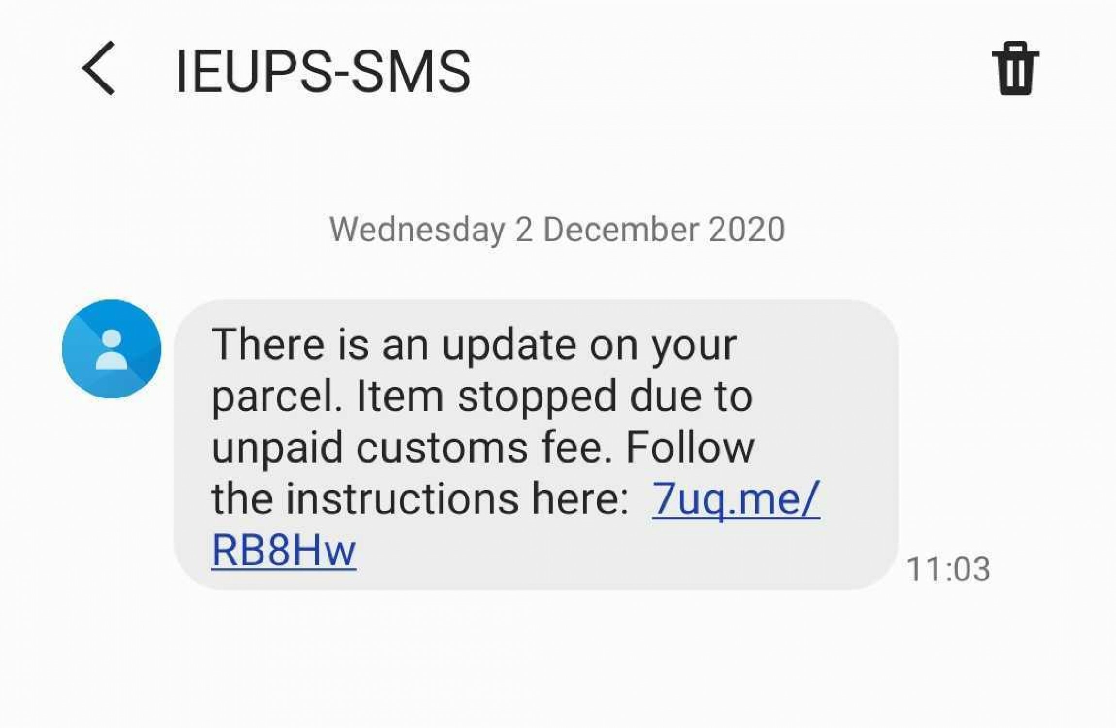 Warning over spate of fake texts claiming customs charges owed on